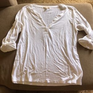 Banana Republic 3/4 length white cotton top